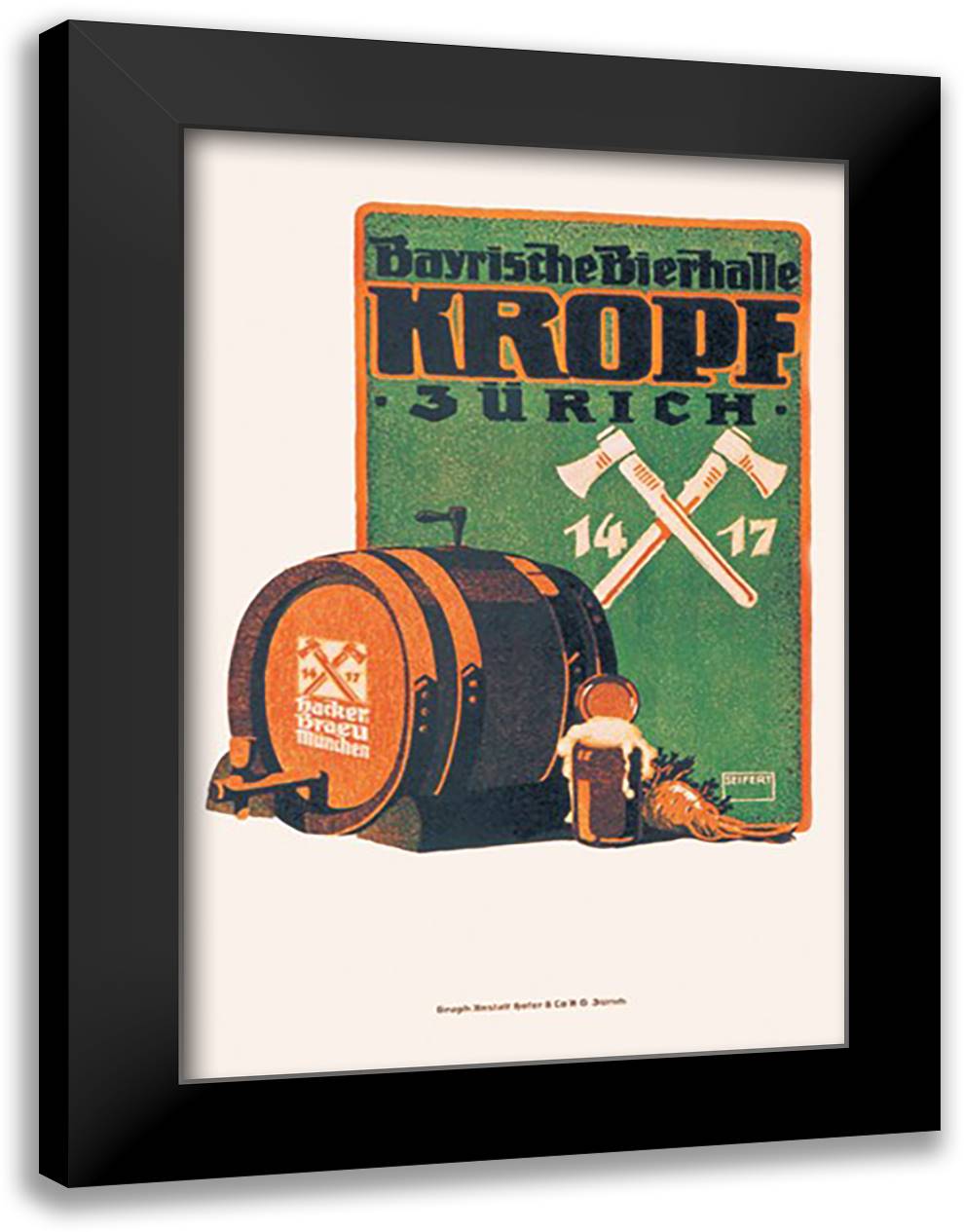 Bayristhe Bierhalle Kroph 16x22 Black Modern Wood Framed Art Print Poster by Seifert, Herman Rudolf