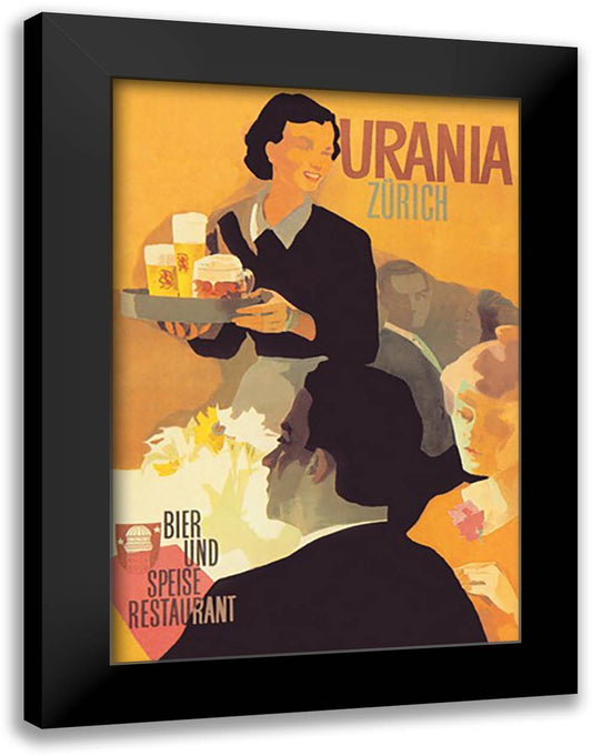 Urania Bier und Speise Restaurant 16x22 Black Modern Wood Framed Art Print Poster