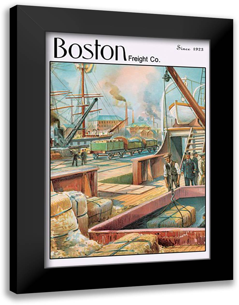 Boston Freight Company 16x22 Black Modern Wood Framed Art Print Poster