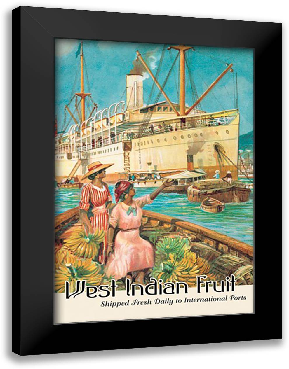 West Indian Fruit: Shipped Fresh Daily to International Ports 16x22 Black Modern Wood Framed Art Print Poster