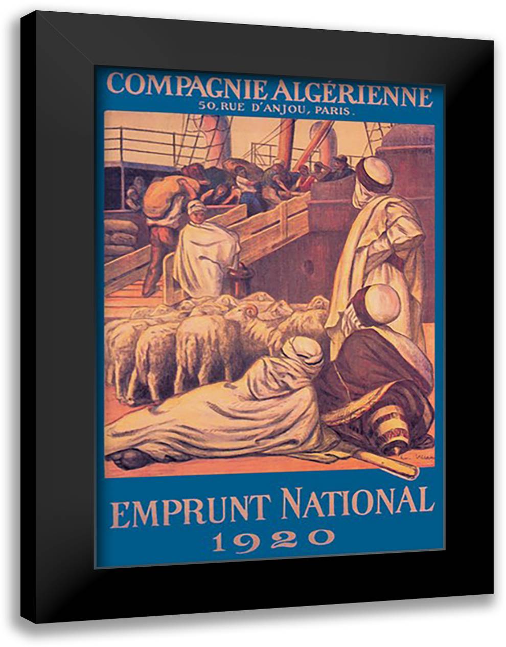 Compagnie Algerienne 16x22 Black Modern Wood Framed Art Print Poster