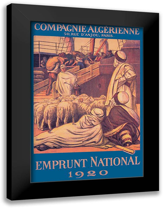 Compagnie Algerienne 16x22 Black Modern Wood Framed Art Print Poster