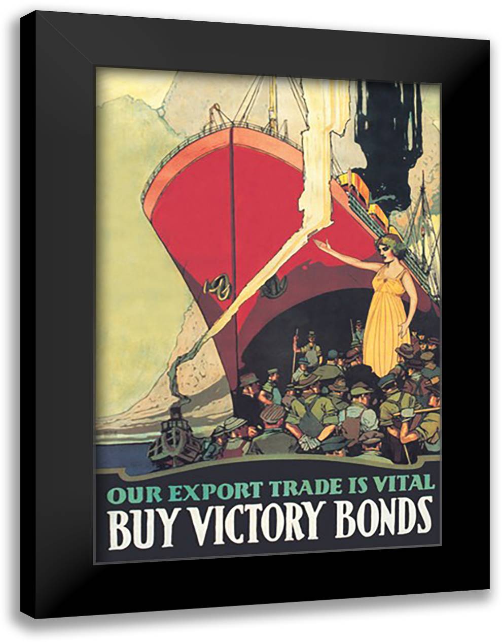 Our Export Trade Is Vital: Buy Victory Bonds 16x22 Black Modern Wood Framed Art Print Poster by Keelor, Arthur