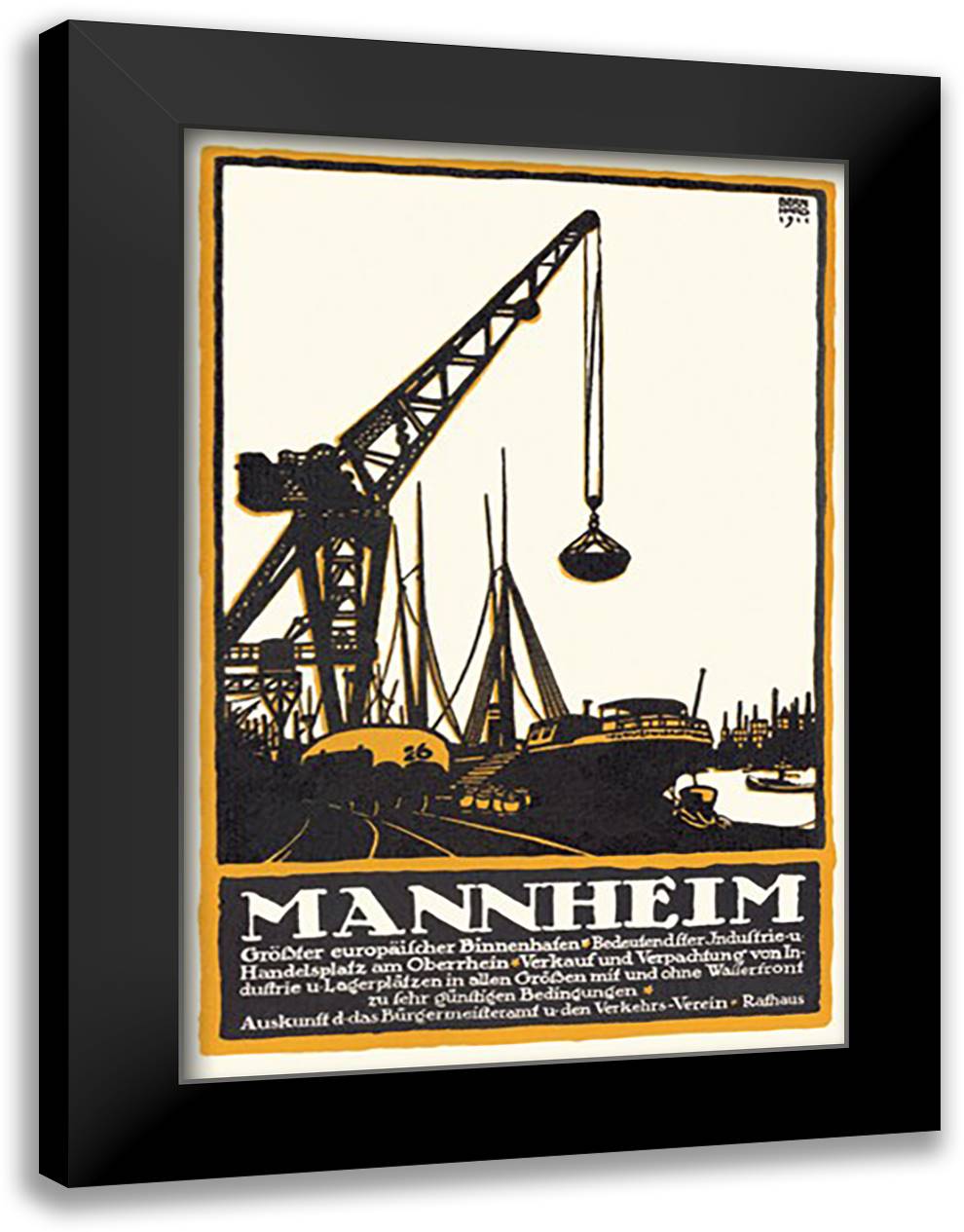Mannheim 16x22 Black Modern Wood Framed Art Print Poster