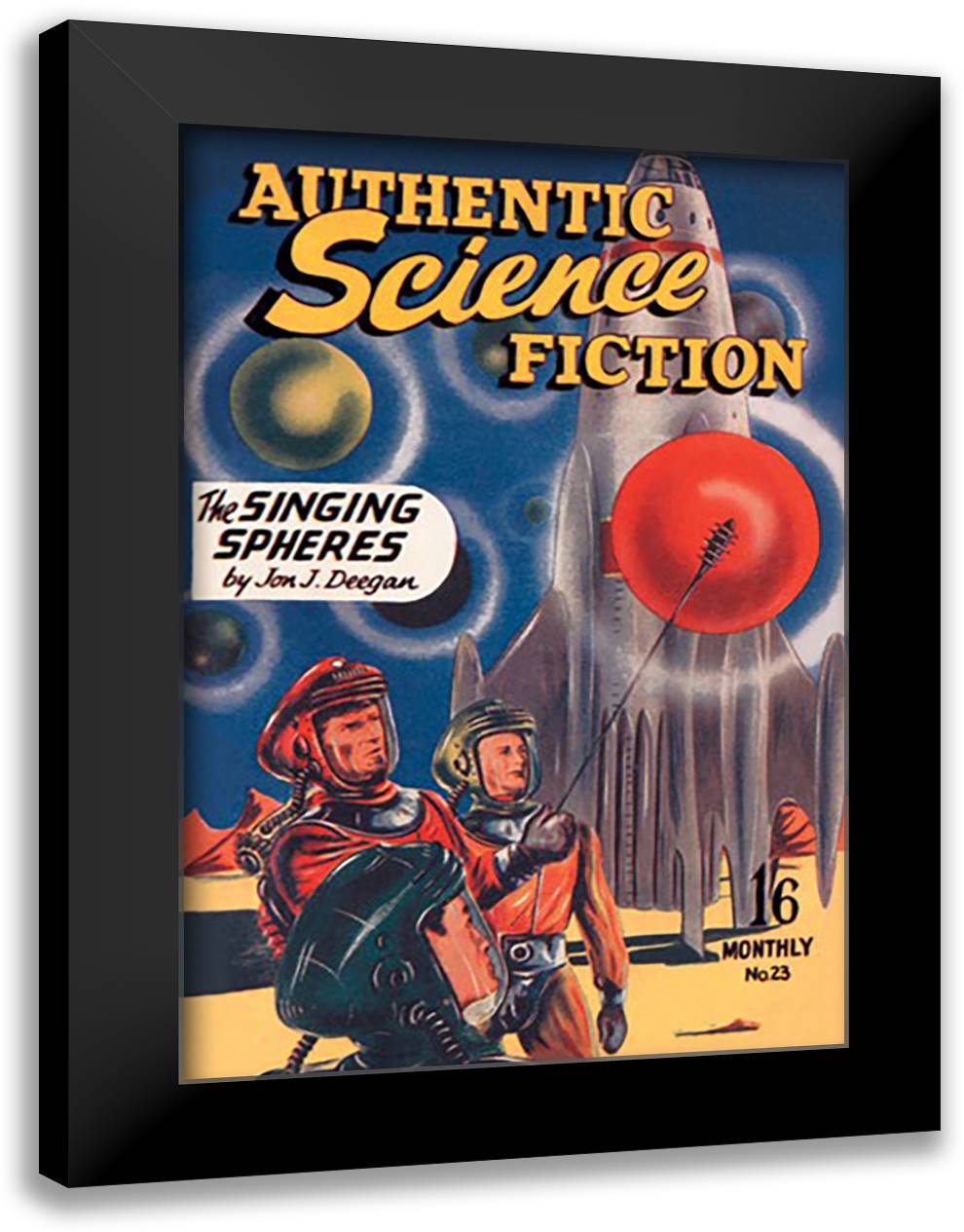 Authentic Science Fiction: The Singing Spheres 16x22 Black Modern Wood Framed Art Print Poster