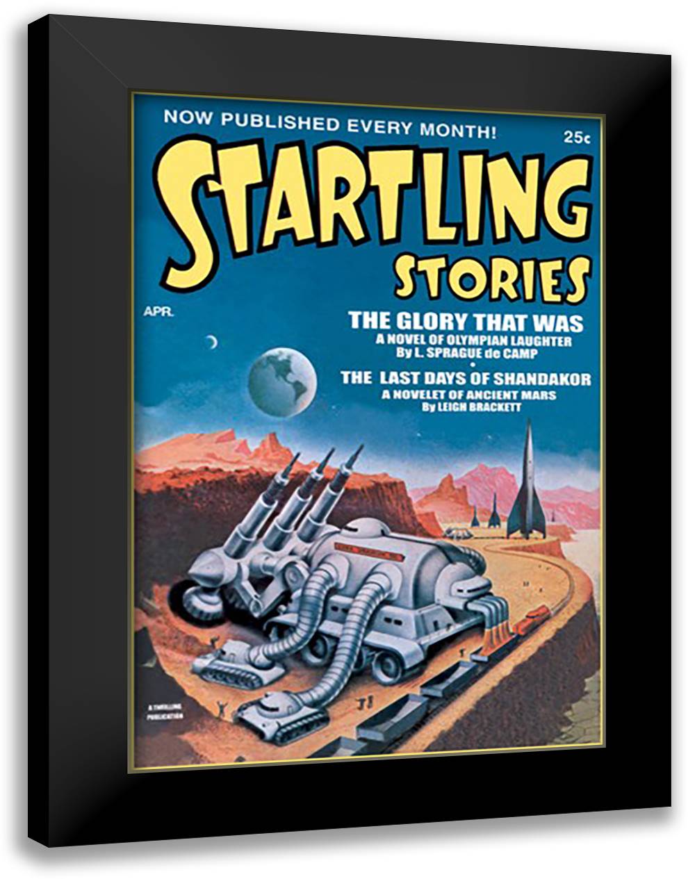 Startling Stories: Planet-Vac 16x22 Black Modern Wood Framed Art Print Poster