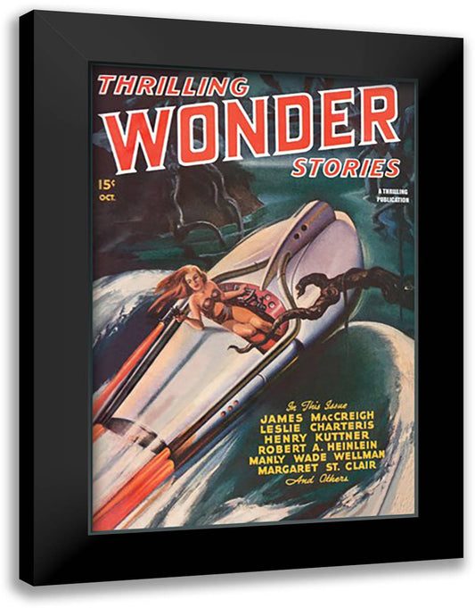 Thrilling Wonder Stories: Sheena and the X Machine 16x22 Black Modern Wood Framed Art Print Poster