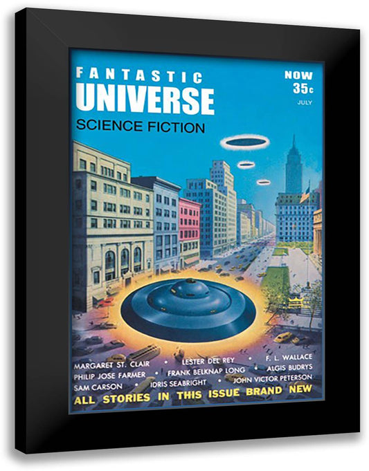 Fantastic Universe: UFOs in New York 16x22 Black Modern Wood Framed Art Print Poster