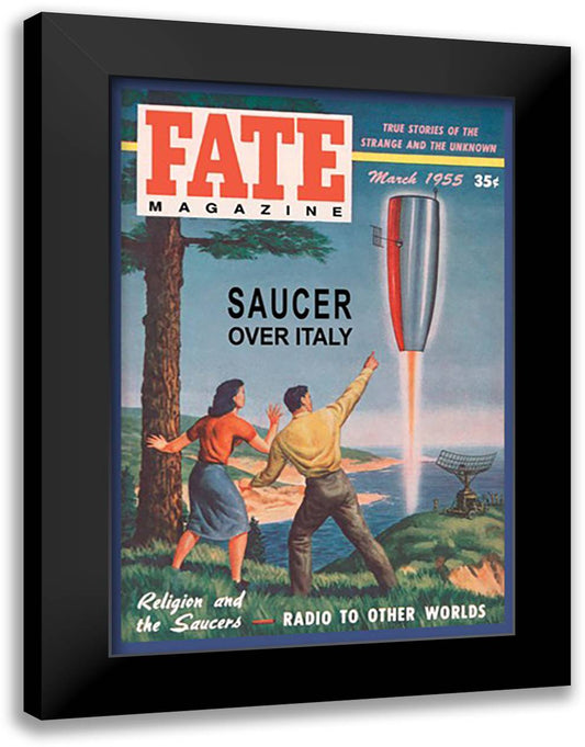 Fate Magazine: Saucer over Italy 16x22 Black Modern Wood Framed Art Print Poster