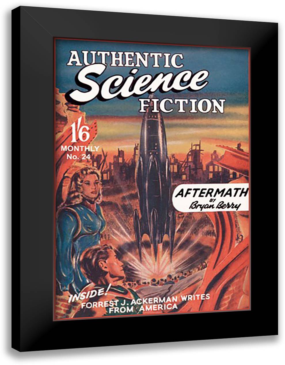 Authentic Science Fiction: Blast Off 16x22 Black Modern Wood Framed Art Print Poster