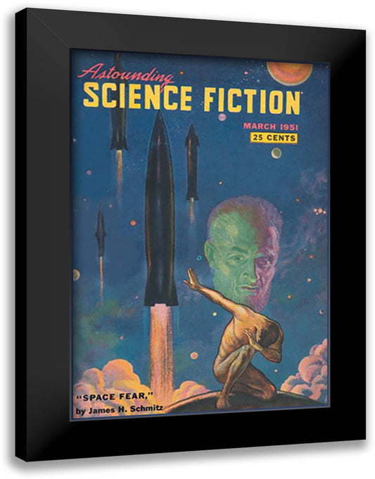 Astounding Science Fiction: Space Fear 16x22 Black Modern Wood Framed Art Print Poster