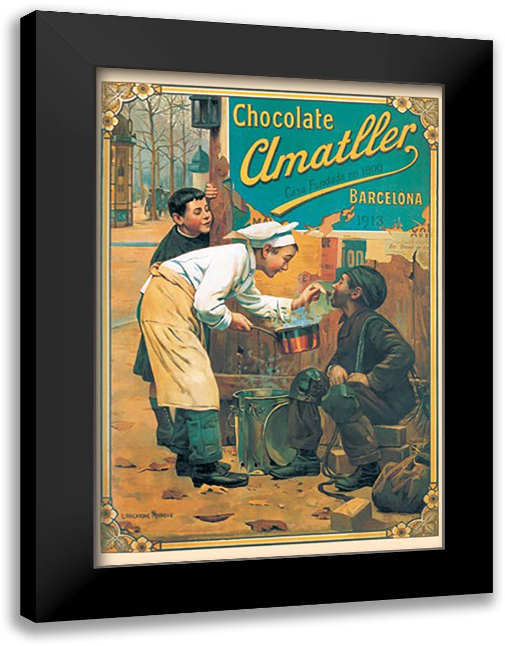 Chocolate Amatller 16x22 Black Modern Wood Framed Art Print Poster