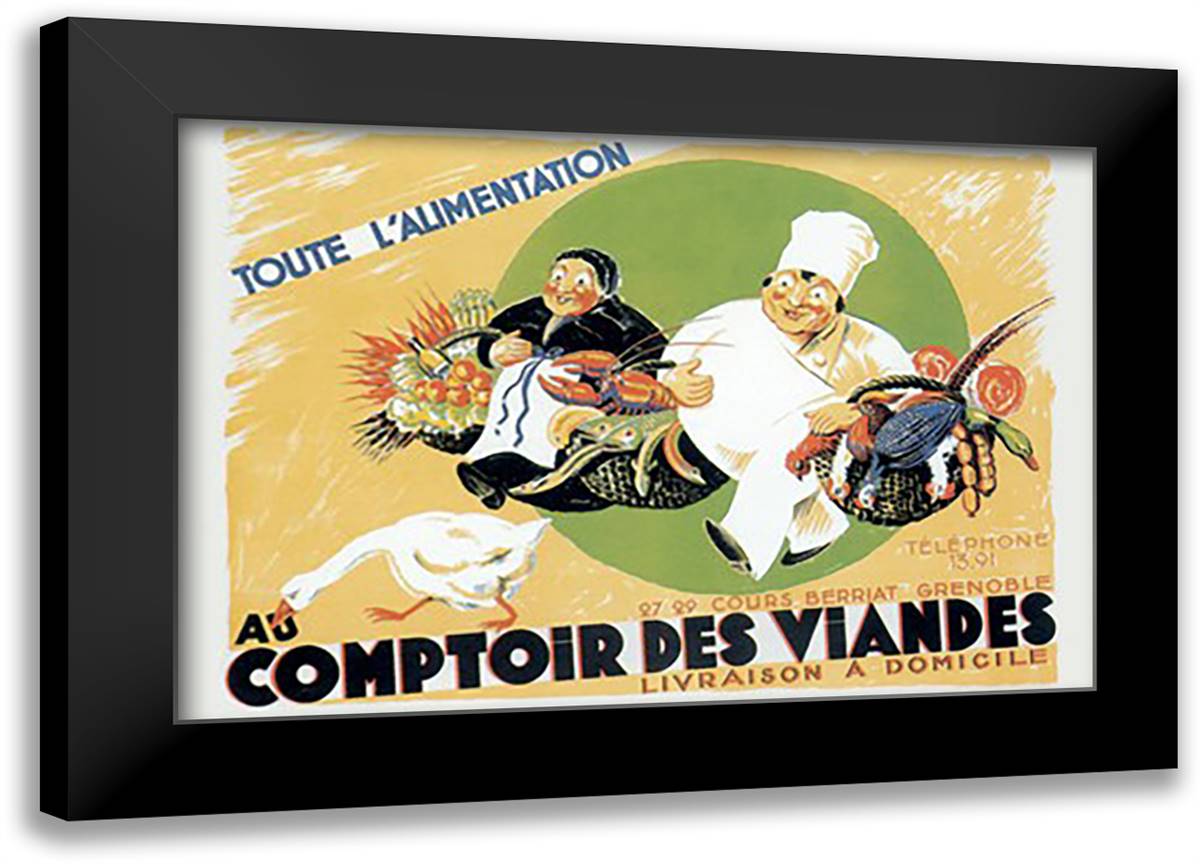 Comptoir des Viandes 22x16 Black Modern Wood Framed Art Print Poster