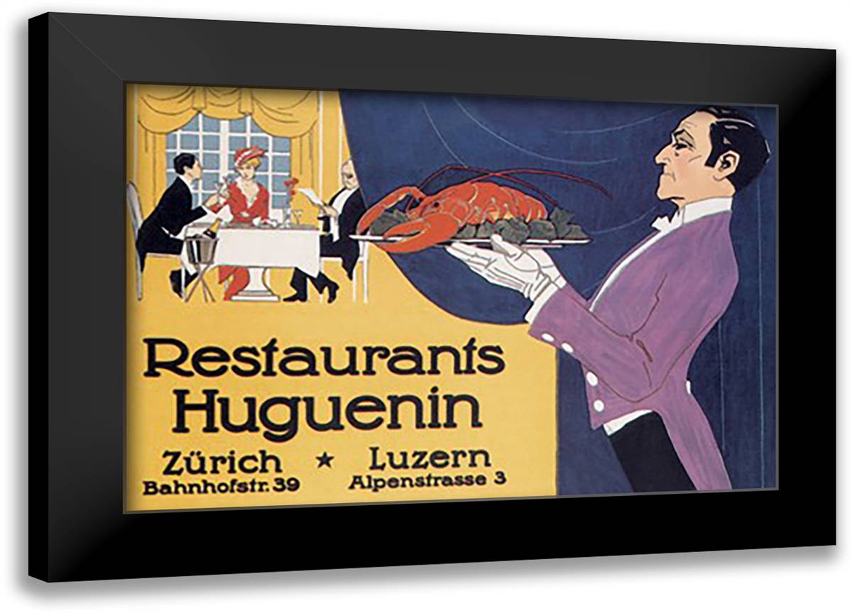 Restaurants Huguenin 22x16 Black Modern Wood Framed Art Print Poster