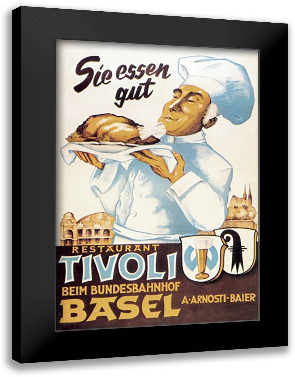 Restaurant Tivoli Basel 16x22 Black Modern Wood Framed Art Print Poster