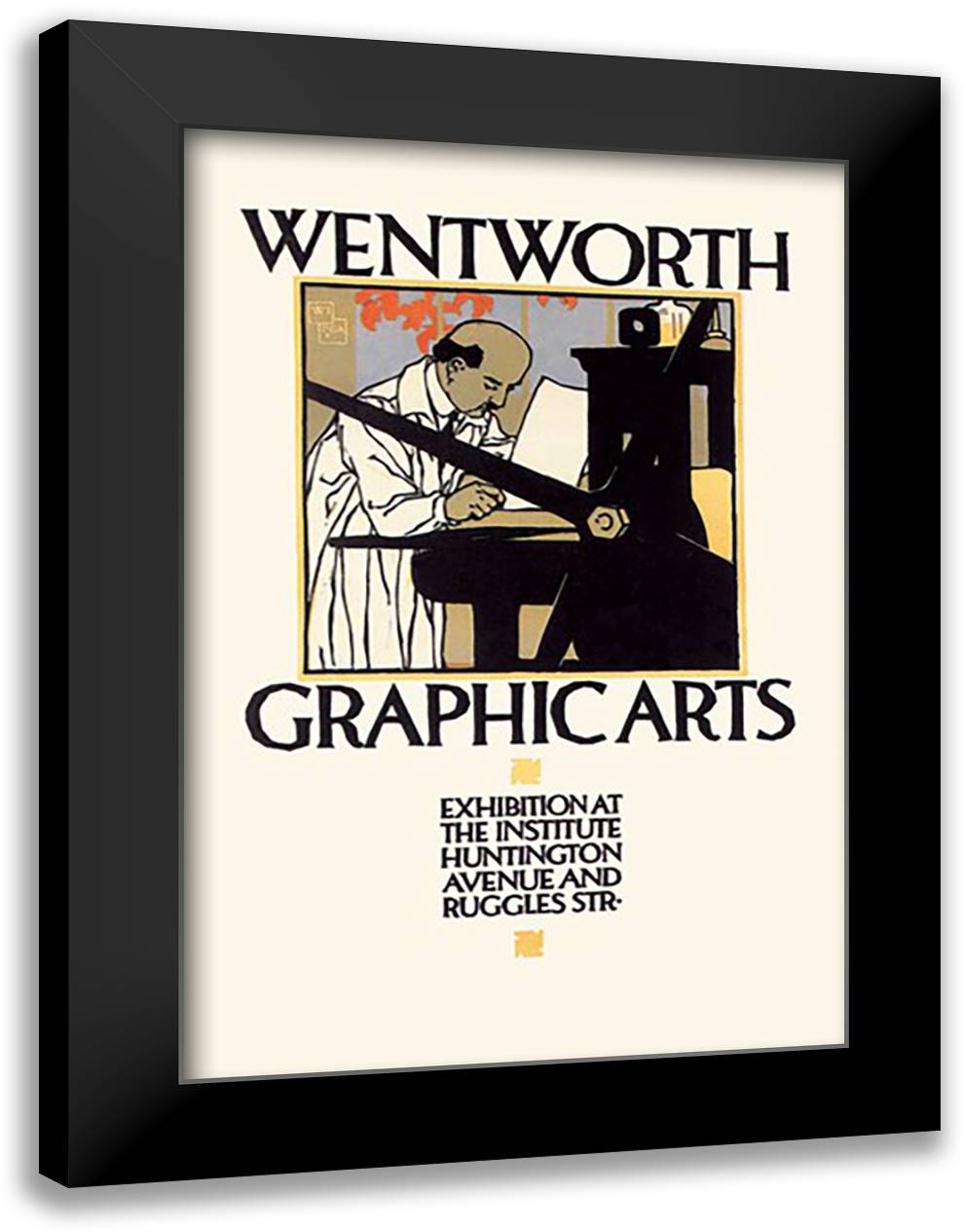Wentworth Graphics Arts 16x22 Black Modern Wood Framed Art Print Poster by Preissig, Vjtech