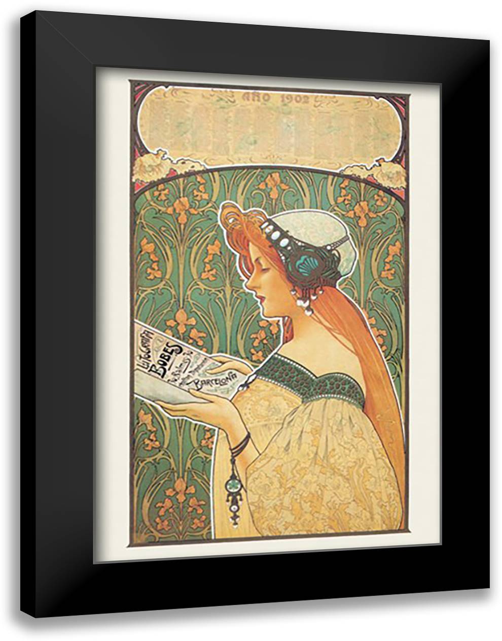 Lithografia Bobes 16x22 Black Modern Wood Framed Art Print Poster