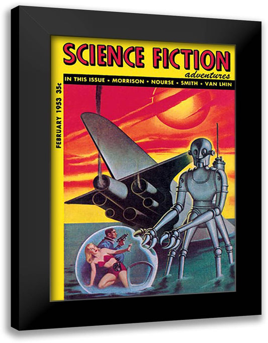 Science Fiction Adventures, February 1953 16x22 Black Modern Wood Framed Art Print Poster