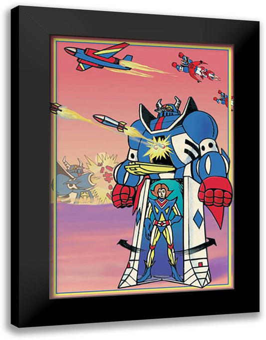 Warrior Robot 16x22 Black Modern Wood Framed Art Print Poster