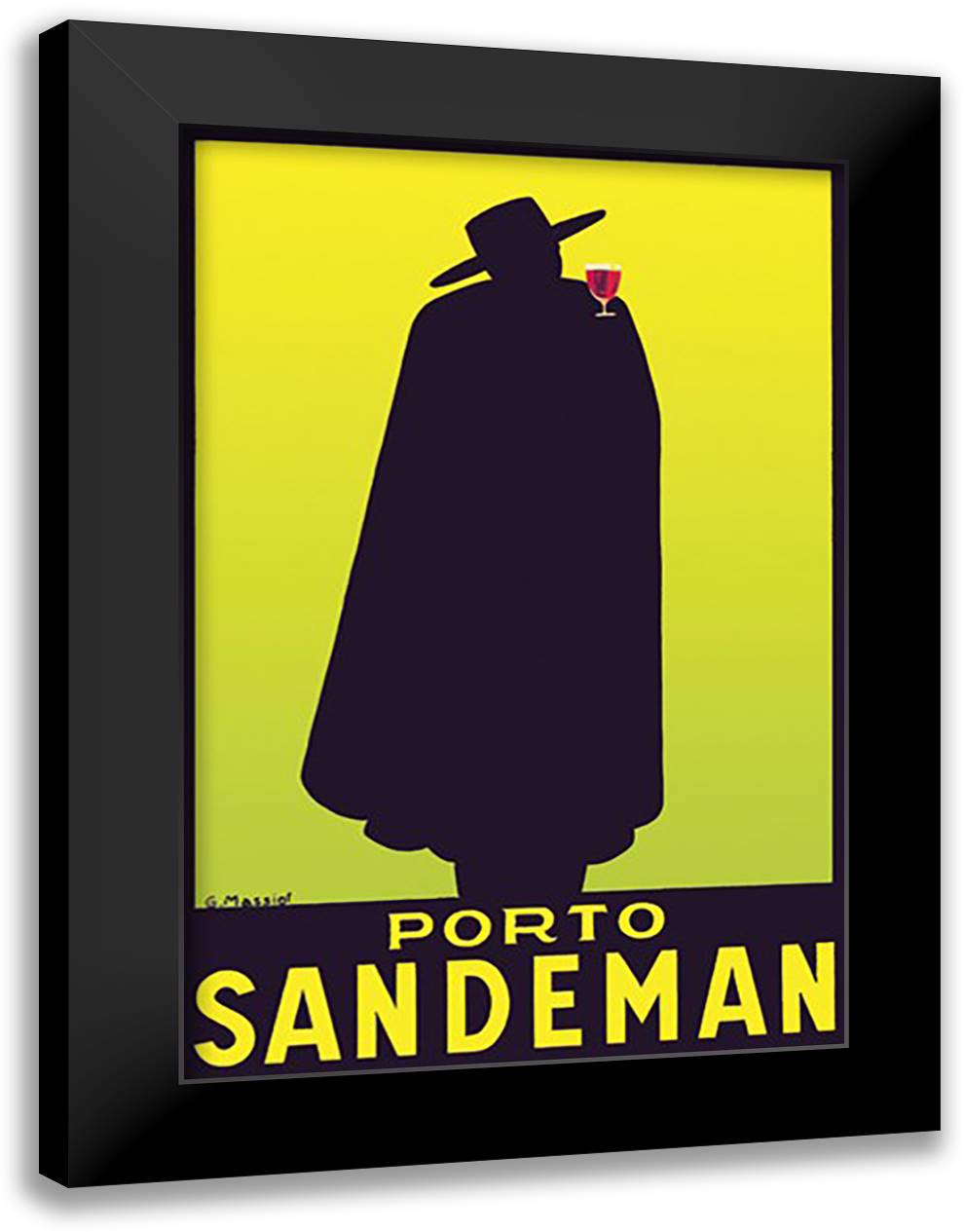 Porto Sandeman 16x22 Black Modern Wood Framed Art Print Poster by Massiot, Georges