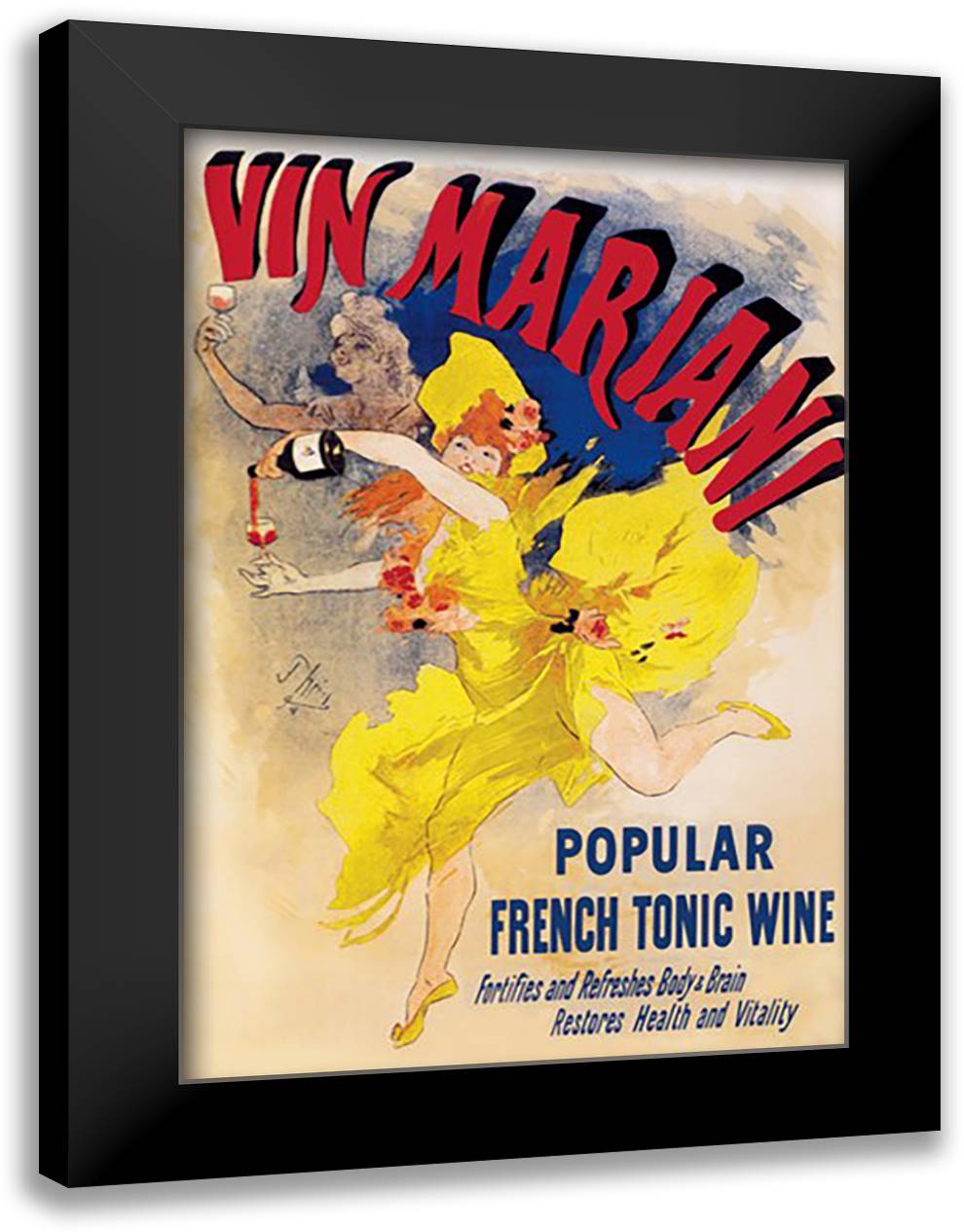 Vin Mariani 16x22 Black Modern Wood Framed Art Print Poster by Cheret, Jules
