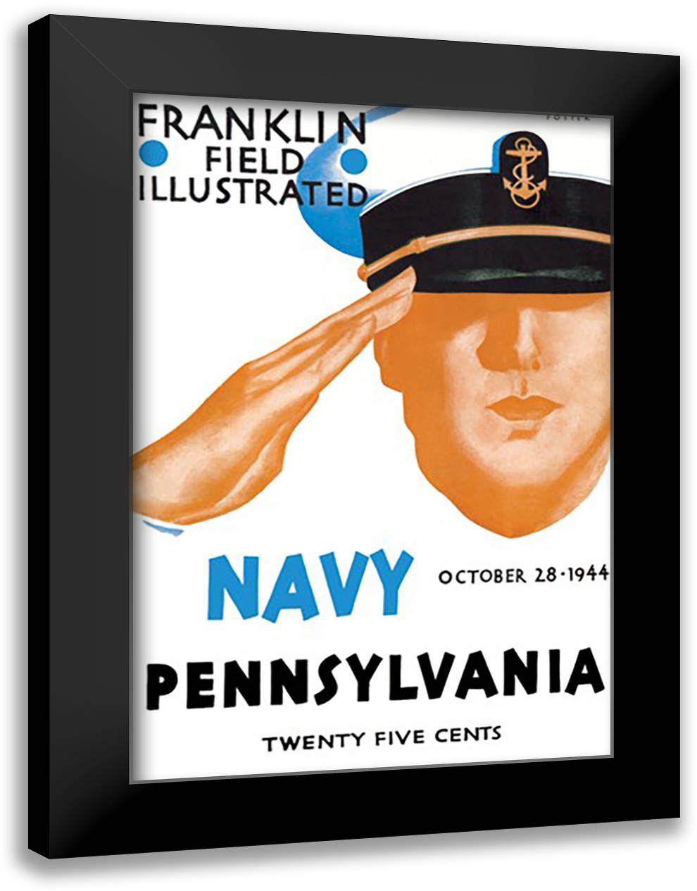 Navy vs. Pennslyvania 16x22 Black Modern Wood Framed Art Print Poster