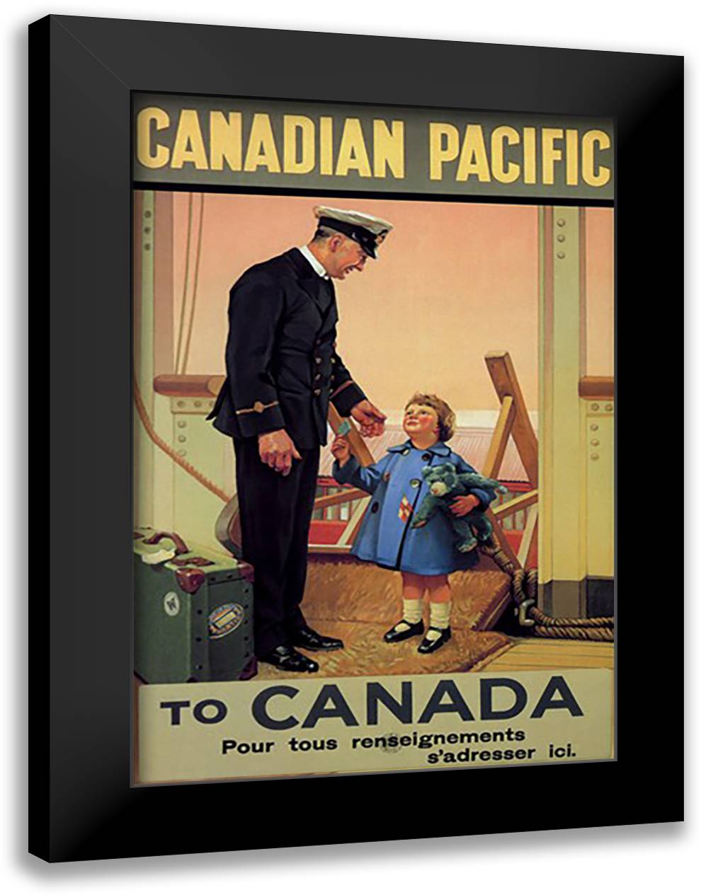 Canadian Pacific To Canada 16x22 Black Modern Wood Framed Art Print Poster