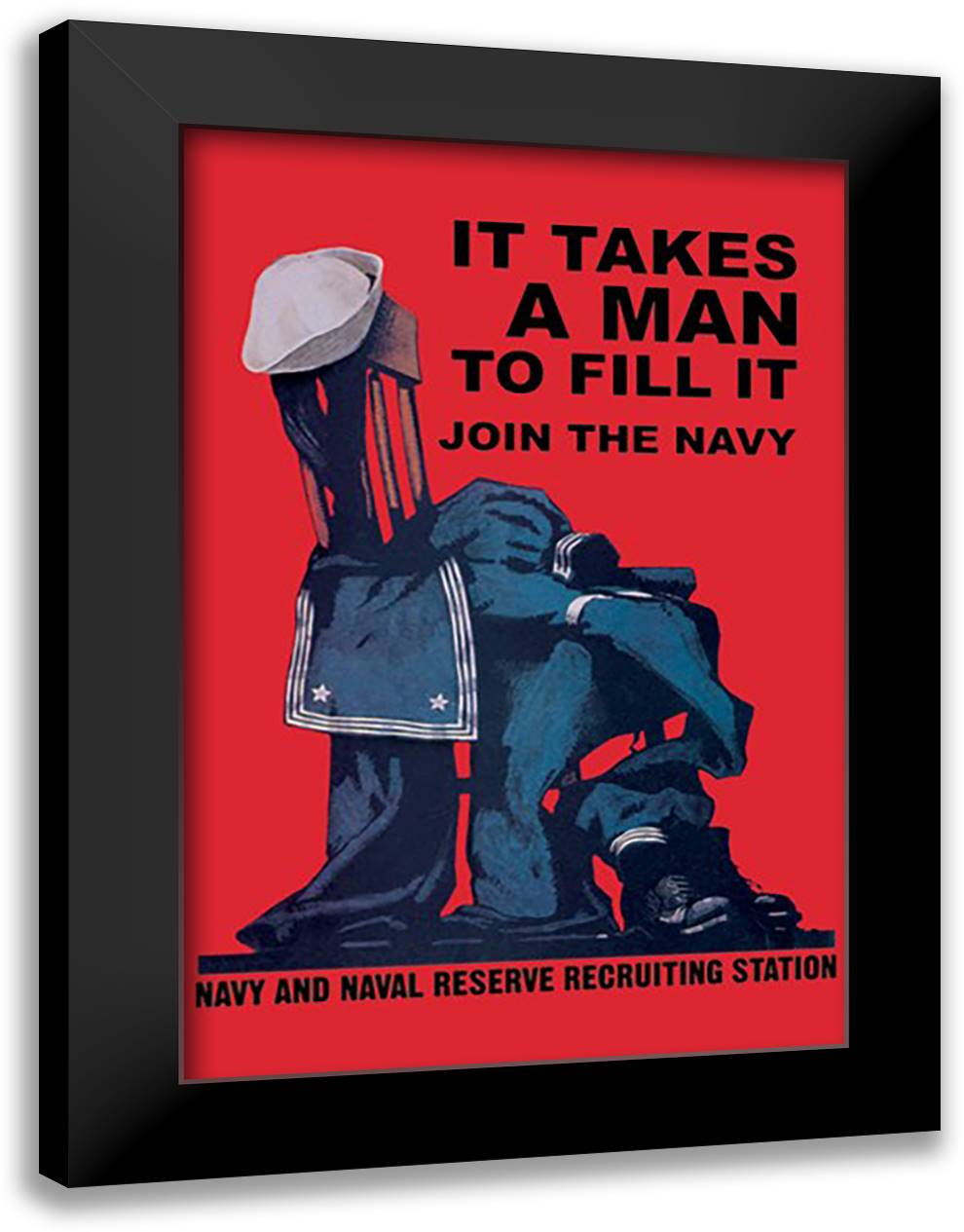 It Takes a Man to Fill It 16x22 Black Modern Wood Framed Art Print Poster by Duncan, Charles Stafford