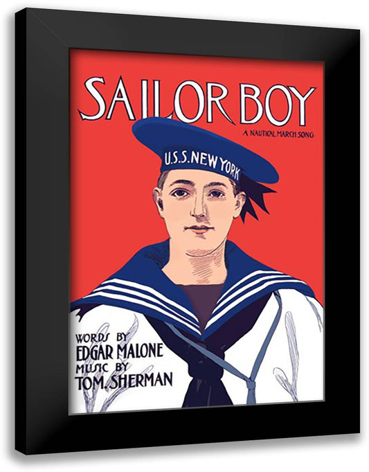 Sailor Boy 16x22 Black Modern Wood Framed Art Print Poster