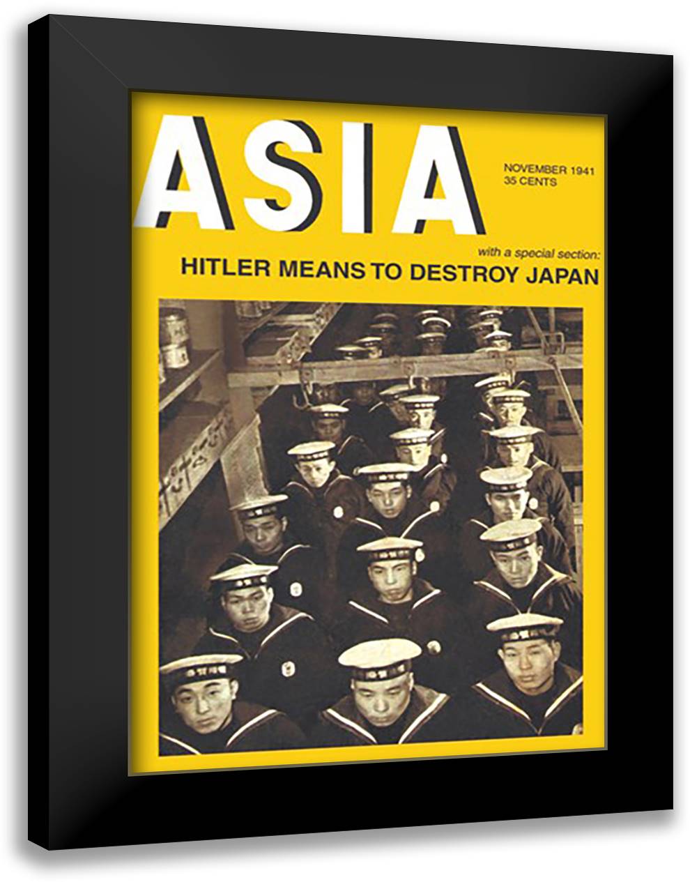 Hitler Means to Destroy Japan 16x22 Black Modern Wood Framed Art Print Poster