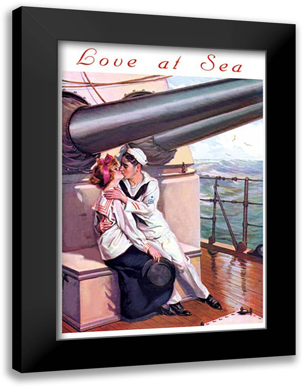 Love at Sea 16x22 Black Modern Wood Framed Art Print Poster