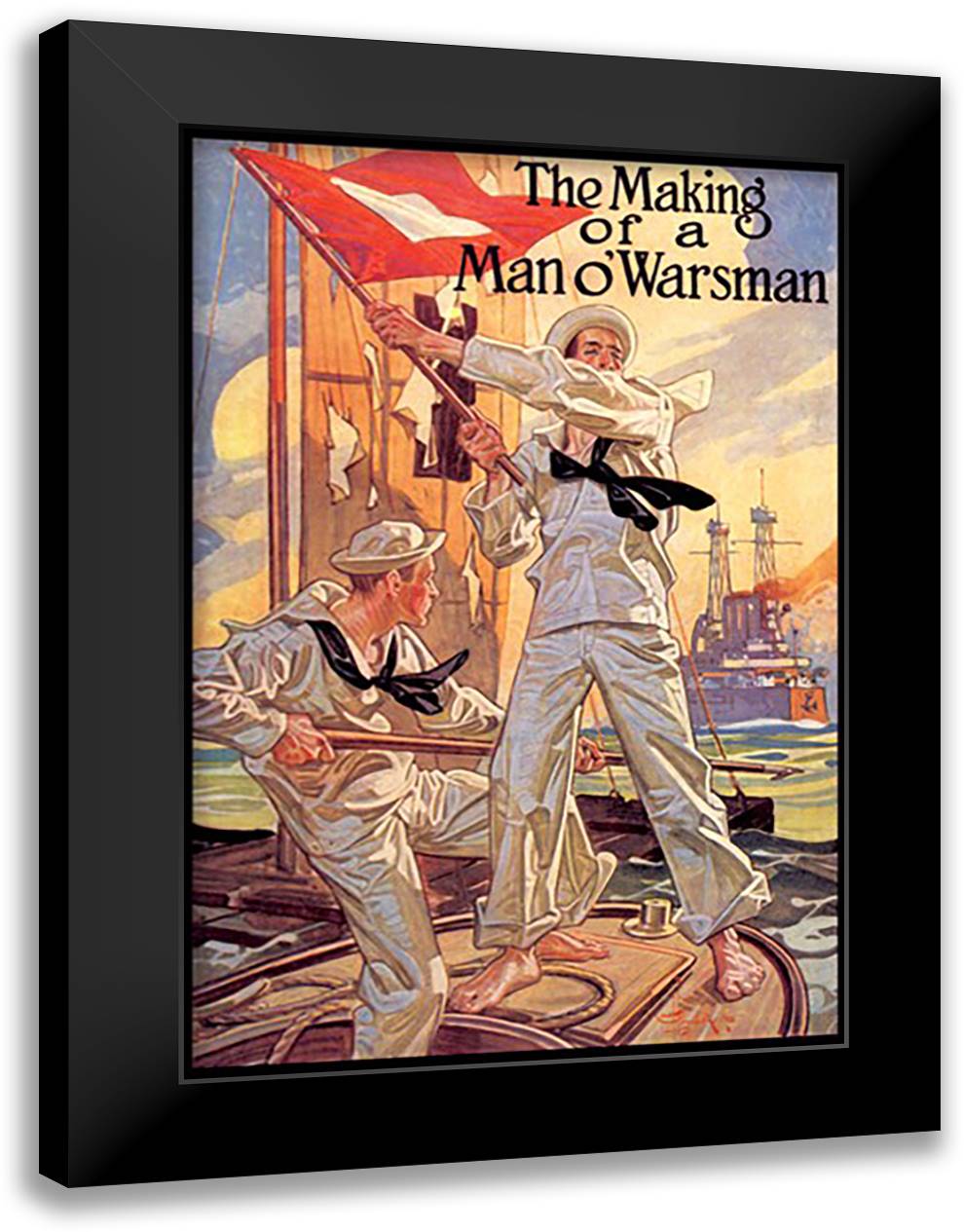 Making of a Man o'Warsman 16x22 Black Modern Wood Framed Art Print Poster
