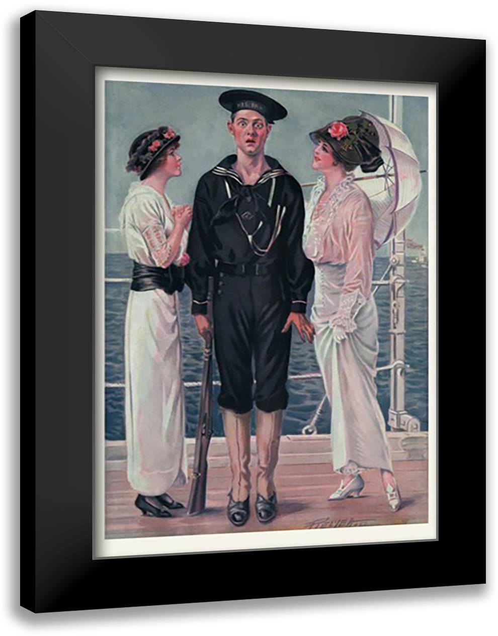 Inspecting the Troops 16x22 Black Modern Wood Framed Art Print Poster