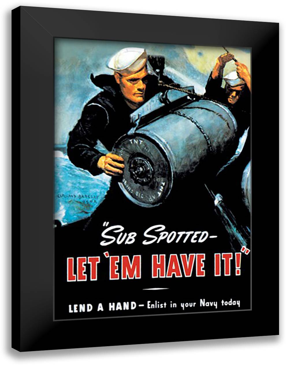 Sub Spotted - Let 'em Have It! 16x22 Black Modern Wood Framed Art Print Poster