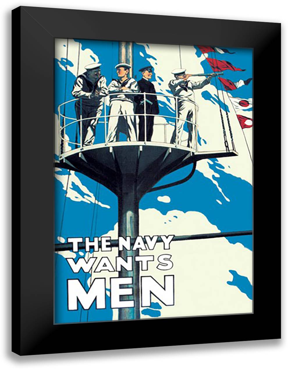 Navy Wants Men 16x22 Black Modern Wood Framed Art Print Poster