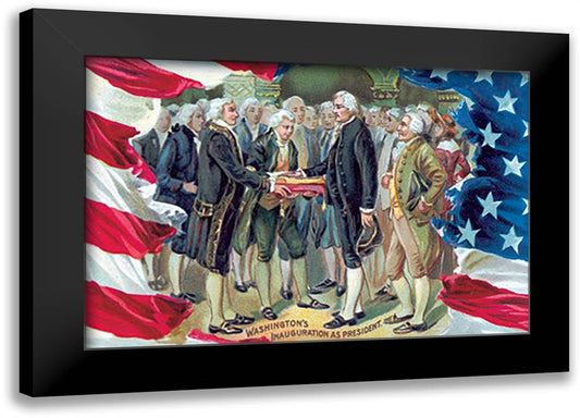 Washington's Inauguration as President 22x16 Black Modern Wood Framed Art Print Poster