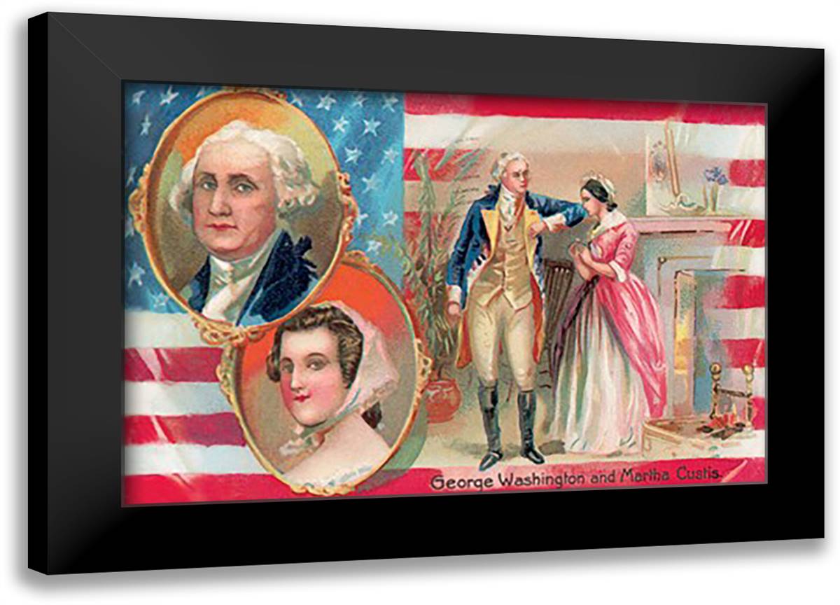 George Washington and Martha Curtis 22x16 Black Modern Wood Framed Art Print Poster