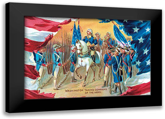 Washington Taking Command of the Army 22x16 Black Modern Wood Framed Art Print Poster