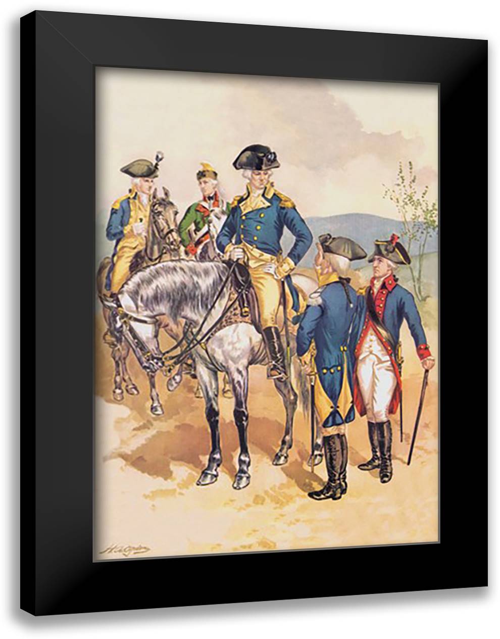 Washington Descending the Ohio 16x22 Black Modern Wood Framed Art Print Poster