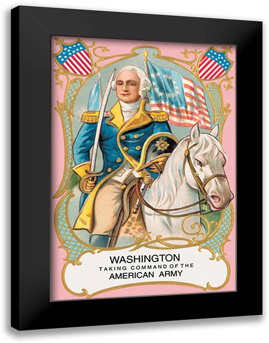 Washington Taking Command of the American Army 16x22 Black Modern Wood Framed Art Print Poster