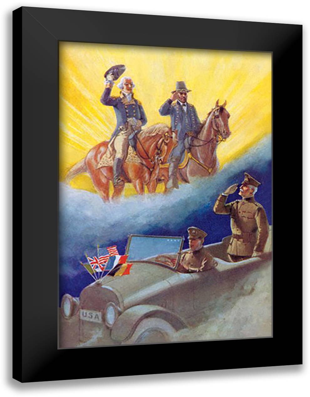 Pershing's Salute 16x22 Black Modern Wood Framed Art Print Poster