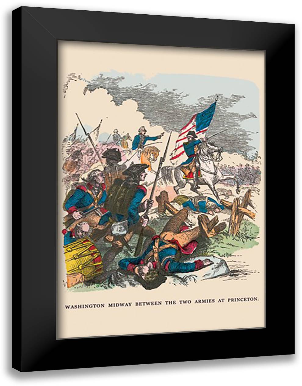 Washington Midway Between the Two Armies at Princeton 16x22 Black Modern Wood Framed Art Print Poster