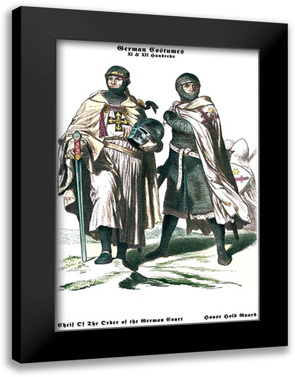 German Costumes: Chief of the German Court and Household Guard 16x22 Black Modern Wood Framed Art Print Poster
