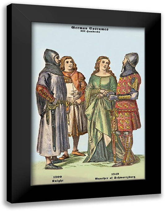 German Costumes: Knight and Gunther of Schwarzburg 16x22 Black Modern Wood Framed Art Print Poster
