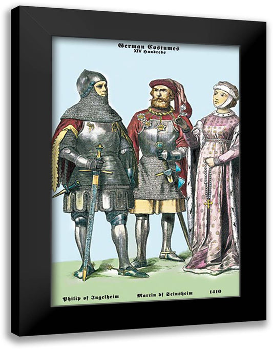 German Costumes: Philip of Ingelheim and Martin of Seineheim 16x22 Black Modern Wood Framed Art Print Poster