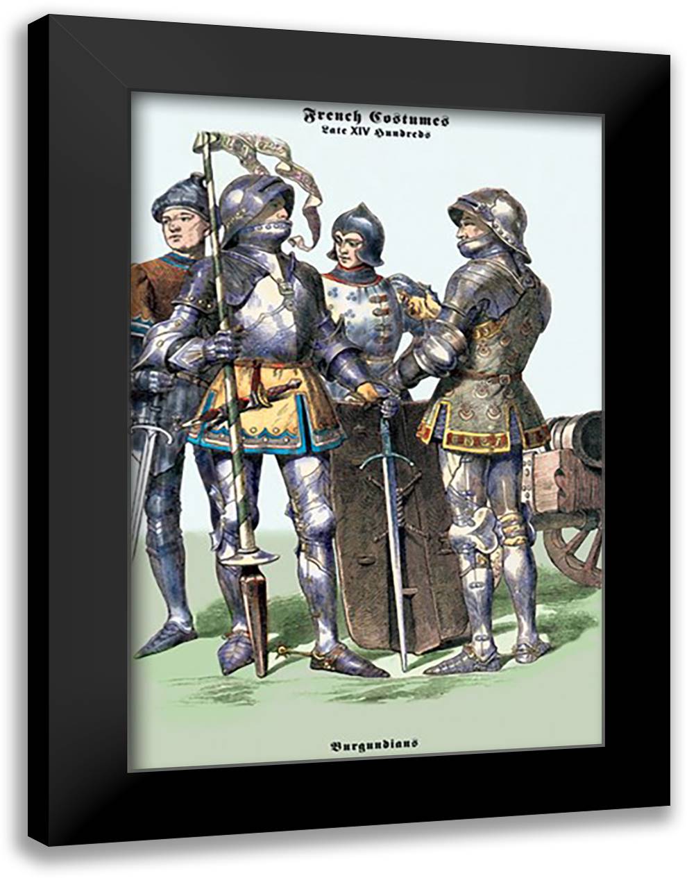 French Costumes: Burgundians in Armor #1 16x22 Black Modern Wood Framed Art Print Poster