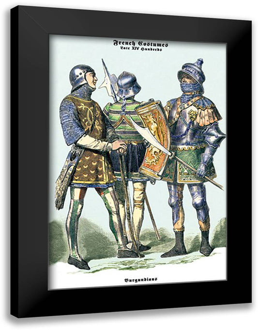 French Costumes: Burgundians in Armor #2 16x22 Black Modern Wood Framed Art Print Poster