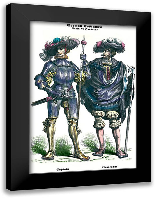 German Costumes: Captain and Lieutenant 16x22 Black Modern Wood Framed Art Print Poster
