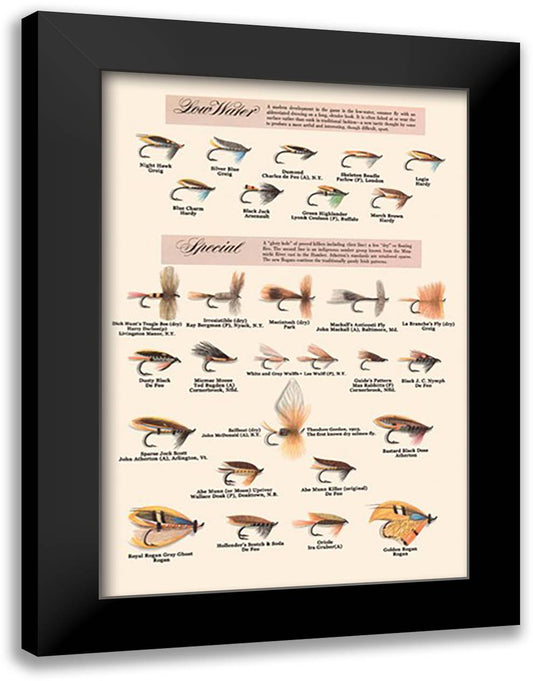 Fly-Fishing Lures: Low Water and Special 16x22 Black Modern Wood Framed Art Print Poster