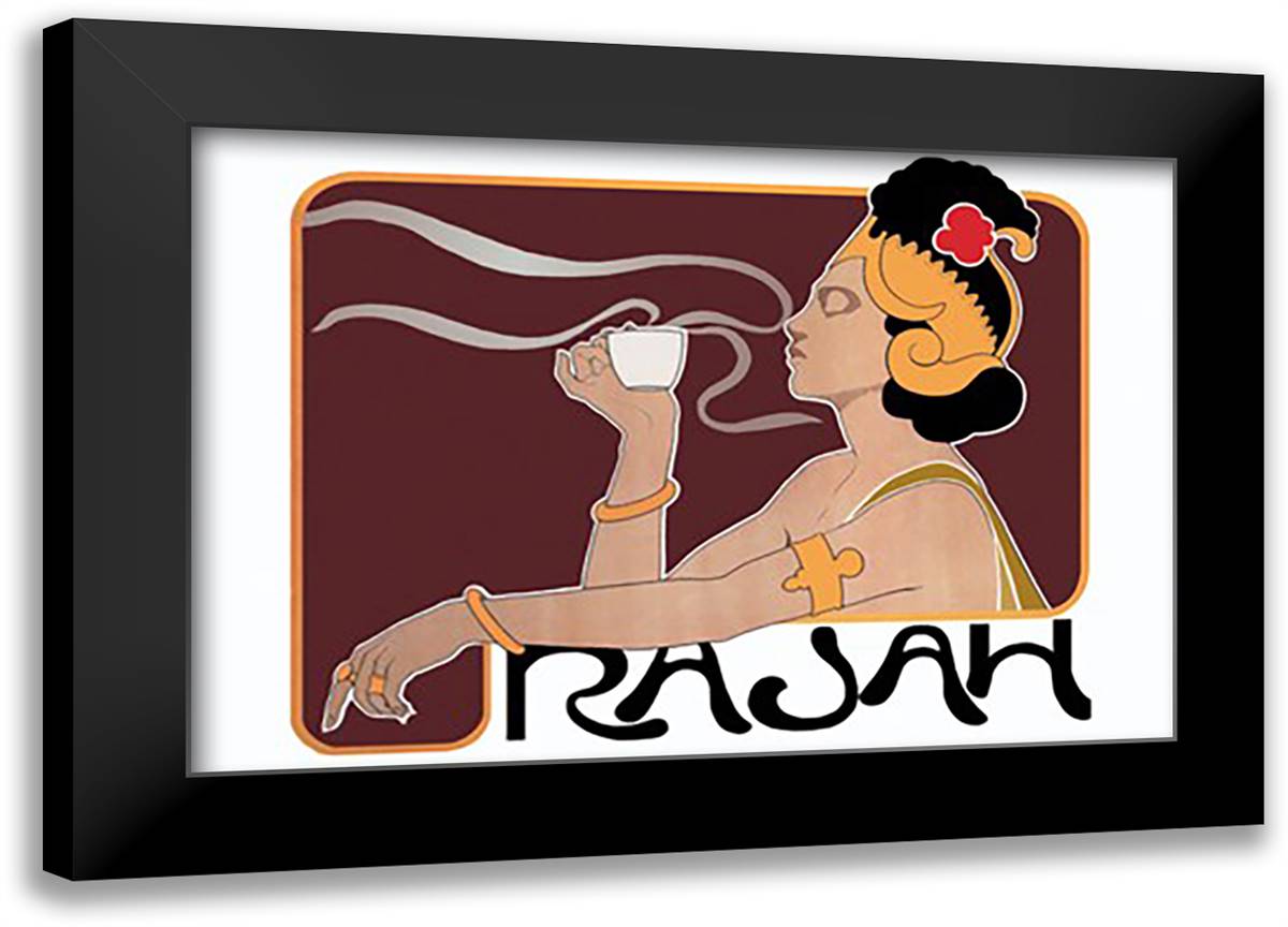 Rajah Coffee 22x16 Black Modern Wood Framed Art Print Poster by Meunier, Henri
